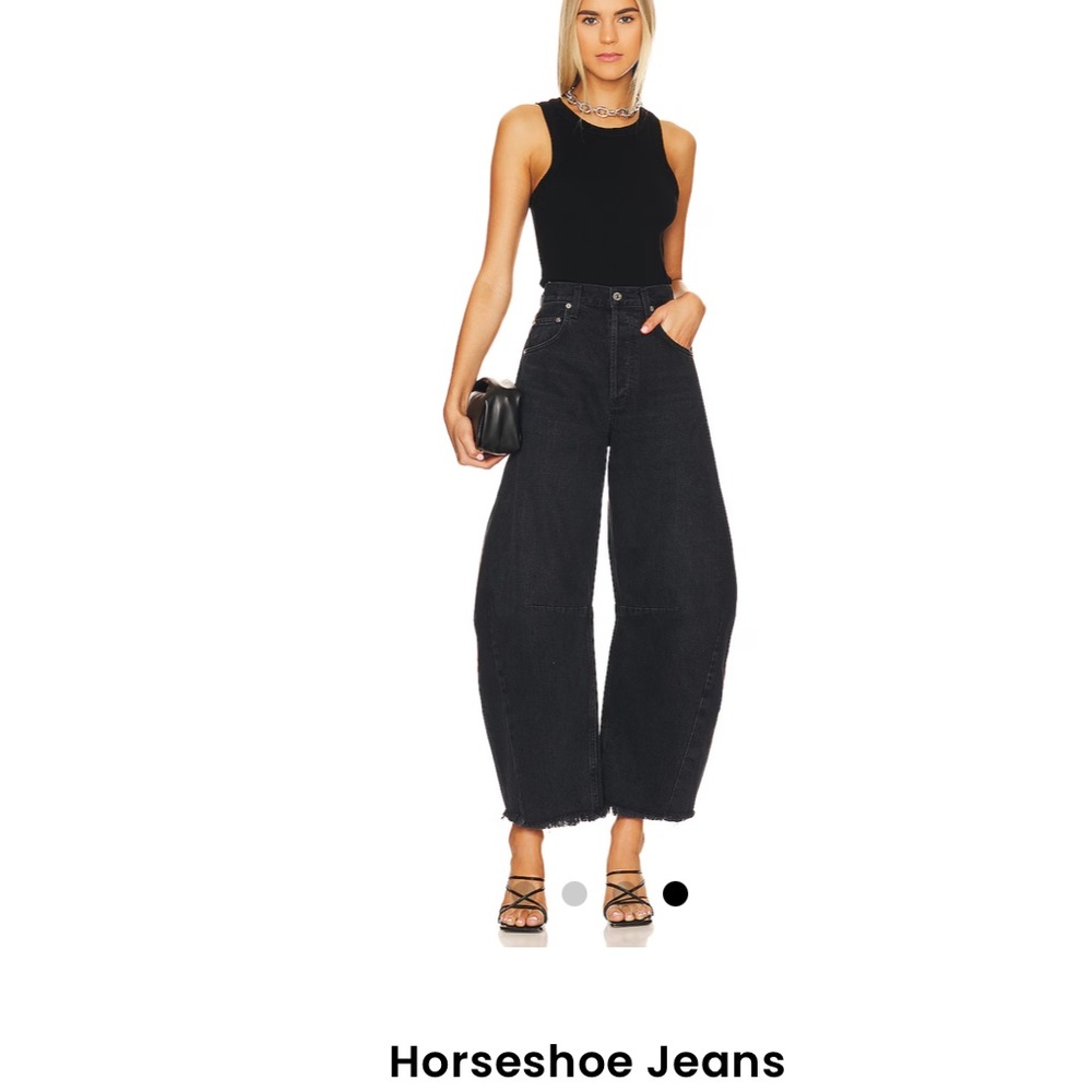 Citizens Of Humanity Black Wide-Leg Horseshoe Jeans